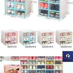 Hộp nhựa đựng giày trong suốt viền Xanh Dương - Tặng Túi Hút Ẩm - Blue Deer
