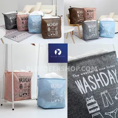 Giỏ Đựng Quần Áo Bẩn Cỡ Lớn WashDay – Túi Đựng Chăn Gấp Gọn Vintage – BLUE DEER