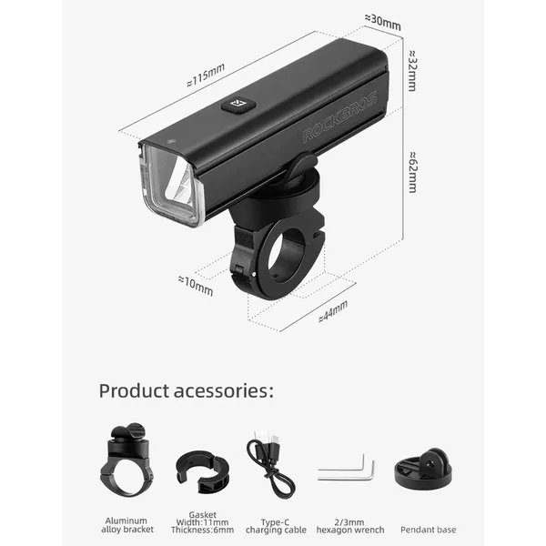 Đèn Led Xe Đạp RockBros RHL1000 mới - có thể sạc - siêu sáng - chông nước IPX6 – vỏ hợp kim nhôm