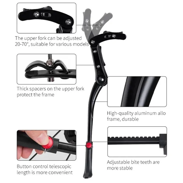 Chân Chống Xe Đạp RockBros chất liệu hợp kim nhôm bền bỉ có thể điều chỉnh cho MTB, khung đỗ xe JC1005BK