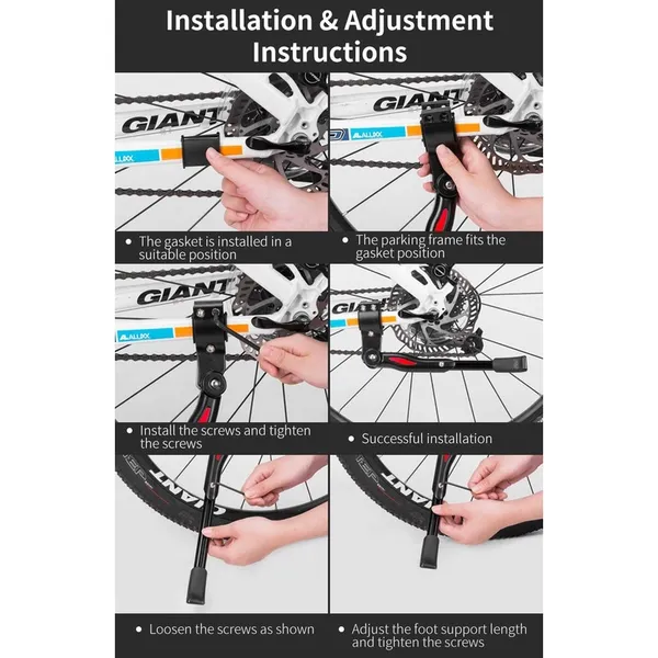 Chân Chống Xe Đạp RockBros chất liệu hợp kim nhôm bền bỉ có thể điều chỉnh cho MTB, khung đỗ xe JC1005BK
