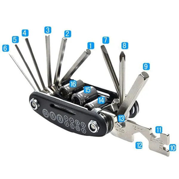 Bộ lục giác đa năng - phụ kiện sửa xe 16 in 1 - Bộ Lục Giác Lắp Giáp, Sửa Chữa Xe Đạp