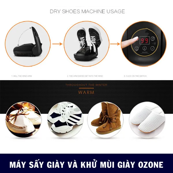Máy Sấy Giày Khử Mùi Khử Khuẩn Cao Cấp Hiệu Quả bằng OZONE 2in 1 cho giày nhanh khô tiện dụng TSDM01 – BLUE DEER