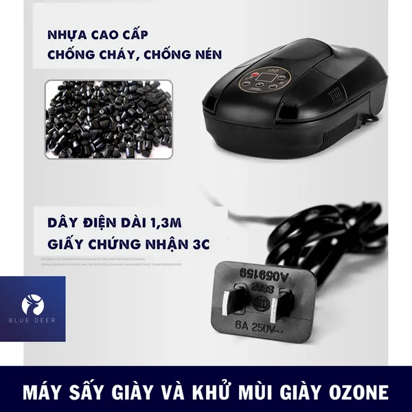 Máy Sấy Giày Khử Mùi Khử Khuẩn Cao Cấp Hiệu Quả bằng OZONE 2in 1 cho giày nhanh khô tiện dụng TSDM01 – BLUE DEER
