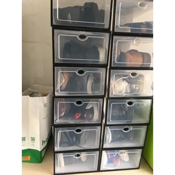 Combo 12 Hộp Nhựa Đựng Giày Nắp Nhựa Cứng trong suốt - Tặng Túi Hút Ẩm - 34K/ Hộp