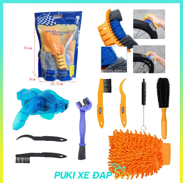 Bộ vệ sinh xe đạp 8 Món 2 in 1 dùng cho Xe Máy - bảo trì vệ sinh xe đạp sạch sẽ
