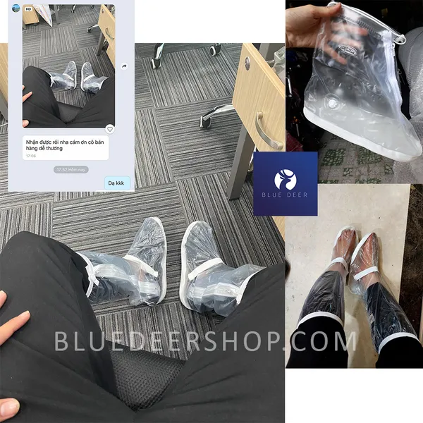 Ủng đi mưa cổ cao – Bọc giày đi mưa - áo đi mưa cho giày cổ cao - Blue Deer