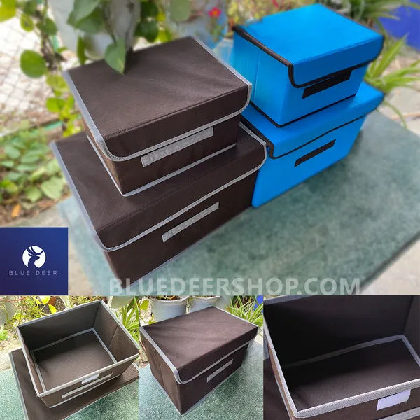 Combo 2 Hộp Vải Đựng Quần Áo hộp lưu trữ quần áo đồ lót đồ chơi - BLUE DEER