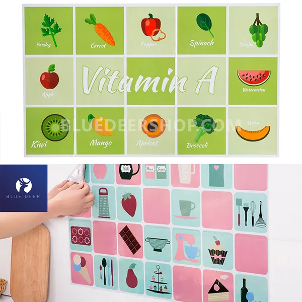 Miếng Dán Nhà Bếp Cách Nhiệt Chống Dầu Mỡ - Decal Dán Bếp (75x45cm) chống dầu mỡ
