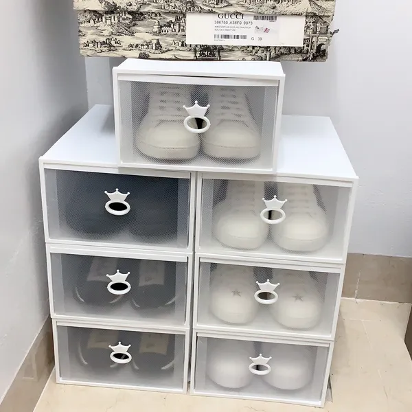 Hộp đựng giày dép ngăn kéo nhựa cứng nắp trong suốt - Blue Deer