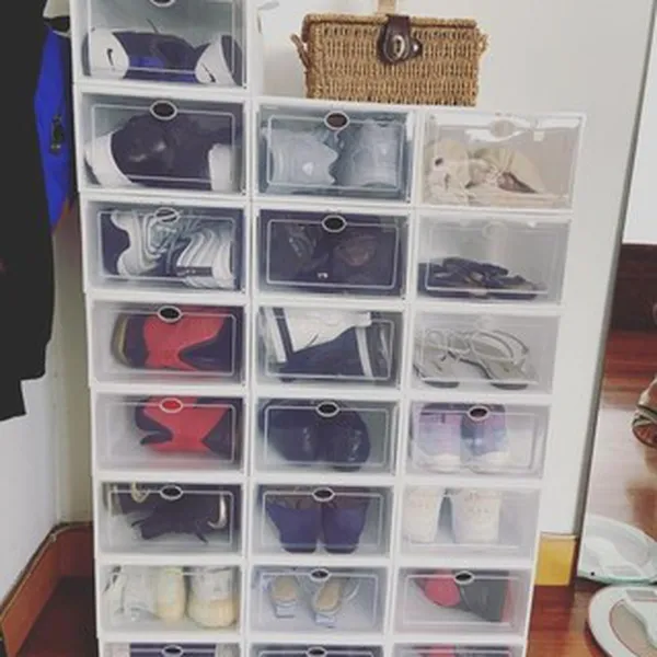 Combo 10 Hộp Đựng Giày Nắp nhựa cứng trong suốt - Tặng Túi Hút Ẩm - Blue Deer