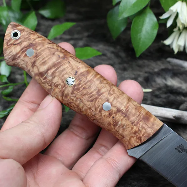 Dao Brisa Trapper Elmax 115mm Cán Gỗ Curly Birch C01
