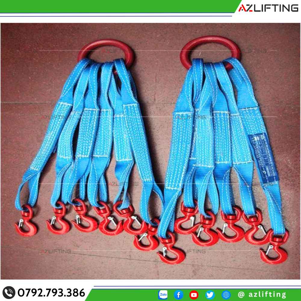 Sling cáp vải dẹt 6 chân theo bản vẽ yêu cầu Sling cáp vải dẹt 6 chân theo bản vẽ yêu cầu