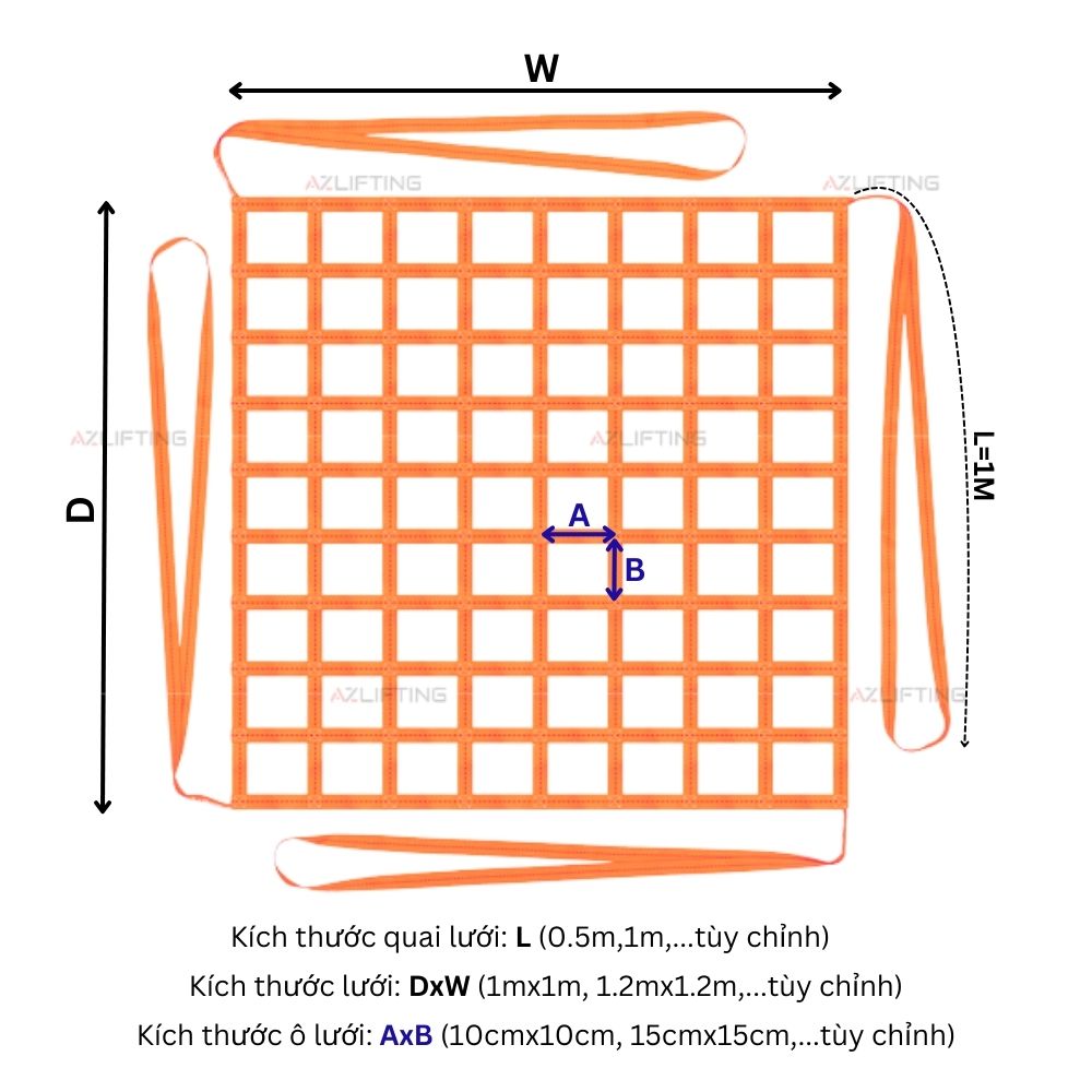 Cấu tạo chi tiết Lưới bẹ cẩu nâng hàng hóa Cấu tạo chi tiết Lưới bẹ cẩu nâng hàng hóa