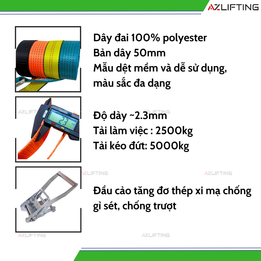 Cấu tạo Dây chằng hàng tăng đơ bản 50mm 5 Tấn Móc J Cấu tạo Dây chằng hàng tăng đơ bản 50mm 5 Tấn