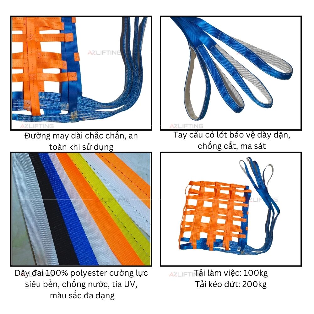 Cấu tạo lưới cẩu hàng 200kg