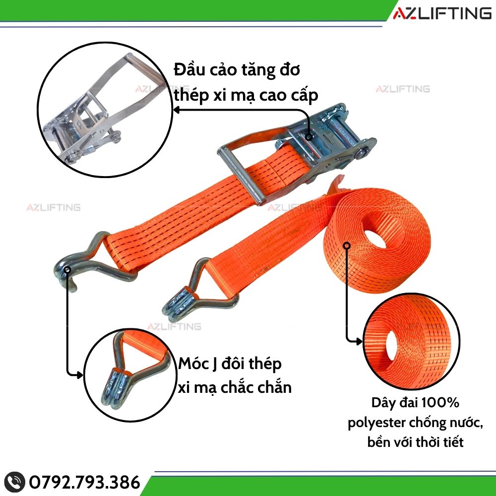 Thông số kỹ thuật Dây chằng hàng tăng đơ bản 50mm 5 Tấn Thông số kỹ thuật Dây chằng hàng tăng đơ bản 50mm 5 Tấn