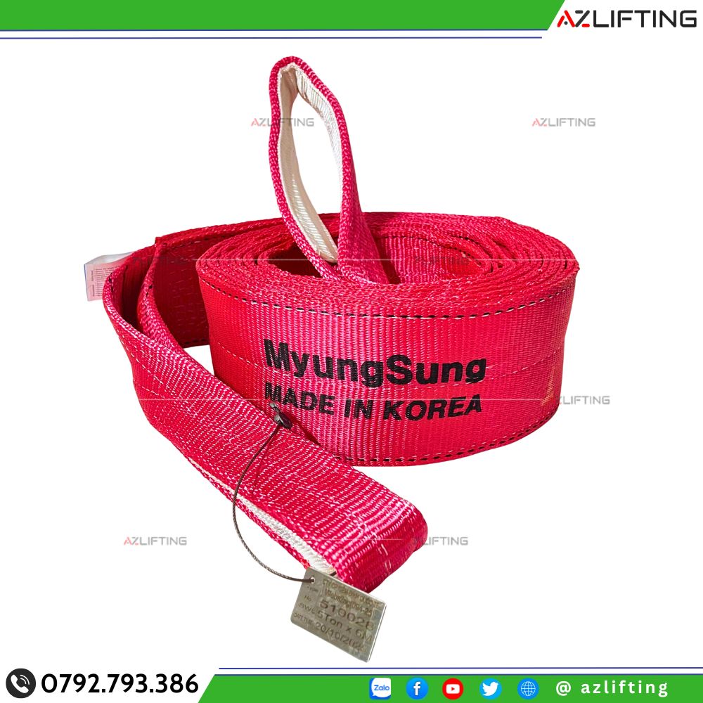 Cáp vải cẩu hàng 5 Tấn MYUNG SUNG Hàn Quốc có tag kiểm định Cáp vải cẩu hàng 5 Tấn MYUNG SUNG Hàn Quốc có tag kiểm định