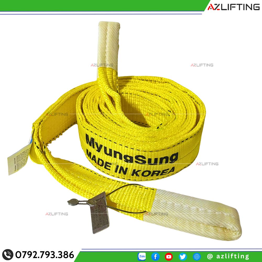 Cáp vải MYUNG SUNG - Cáp vải dẹt 2 đầu mắt Cáp vải MYUNG SUNG - Cáp vải dẹt 2 đầu mắt