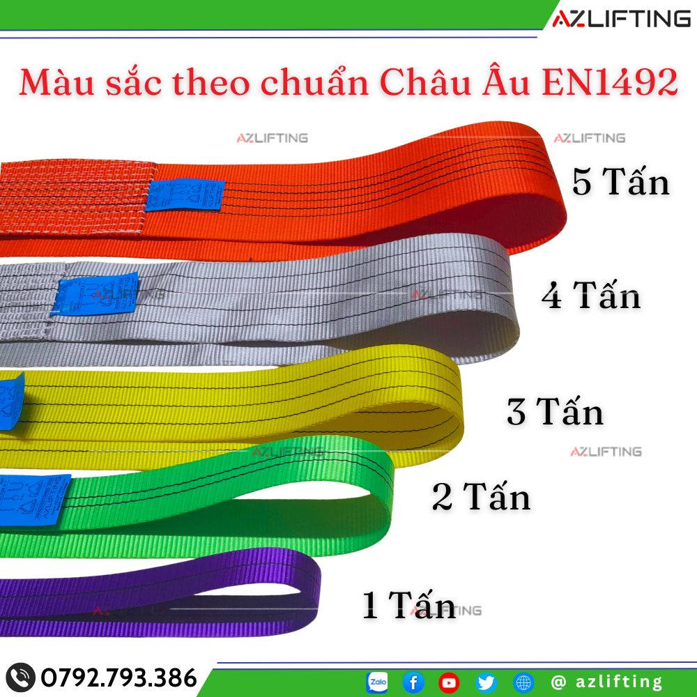 Màu sắc dây bẹ cẩu hàng 5:1 theo chuẩn Châu Ấu EN Màu sắc dây bẹ cẩu hàng 5:1 theo chuẩn Châu Ấu EN