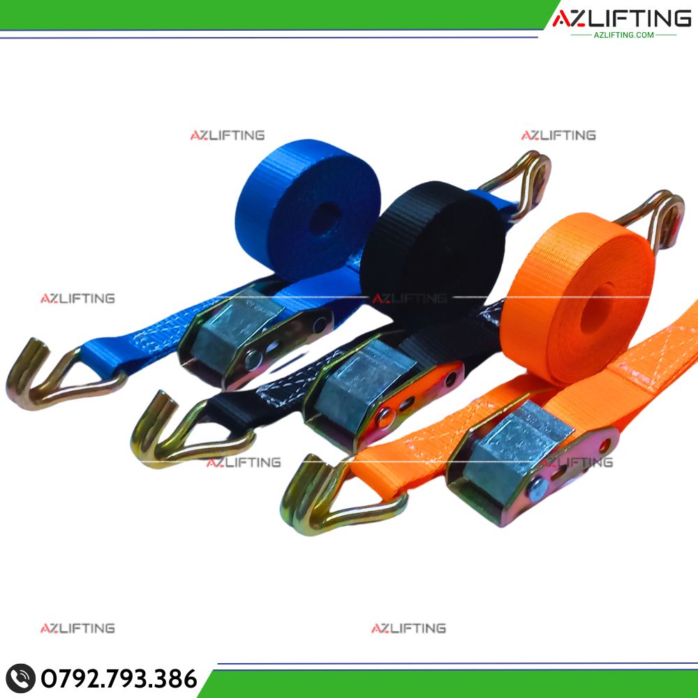 ảnh thực tế Dây chằng hàng khóa cam bản 25mm tải 500kg móc J - Đầu khóa thép ảnh thực tế Dây chằng hàng khóa cam bản 25mm tải 500kg móc J - Đầu khóa thép