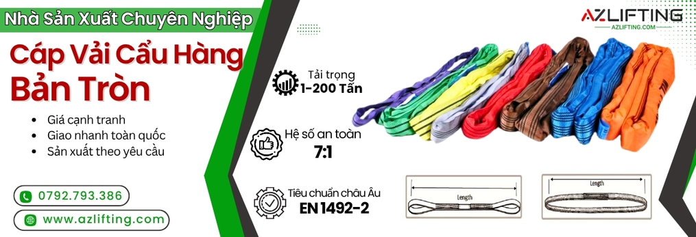 Cáp vải cẩu hàng bản tròn tiêu chuẩn 7:1