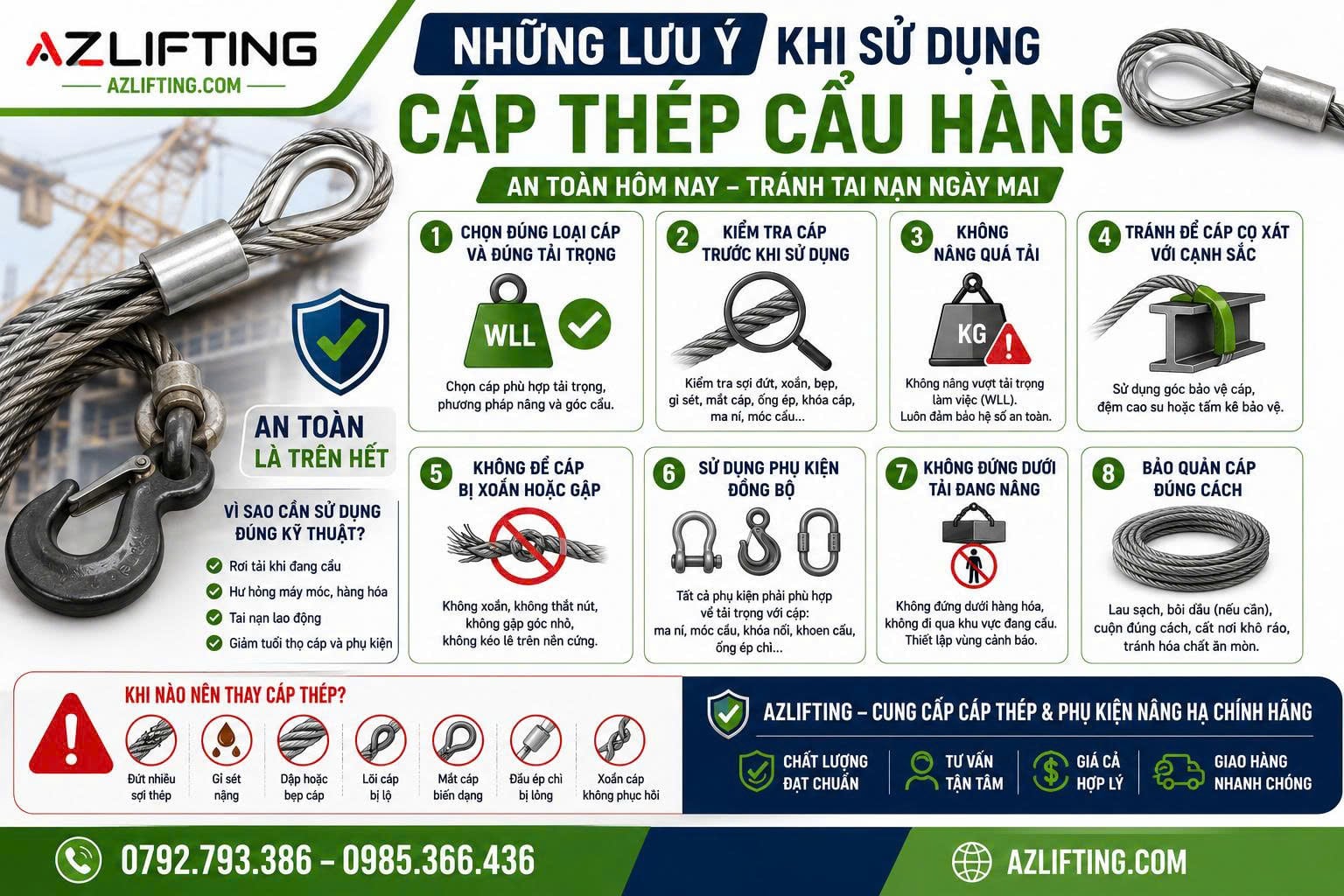 Lưu Ý Khi Sử Dụng Cáp Thép Cẩu Hàng Để Đảm Bảo An Toàn Lưu Ý Khi Sử Dụng Cáp Thép Cẩu Hàng Để Đảm Bảo An Toàn
