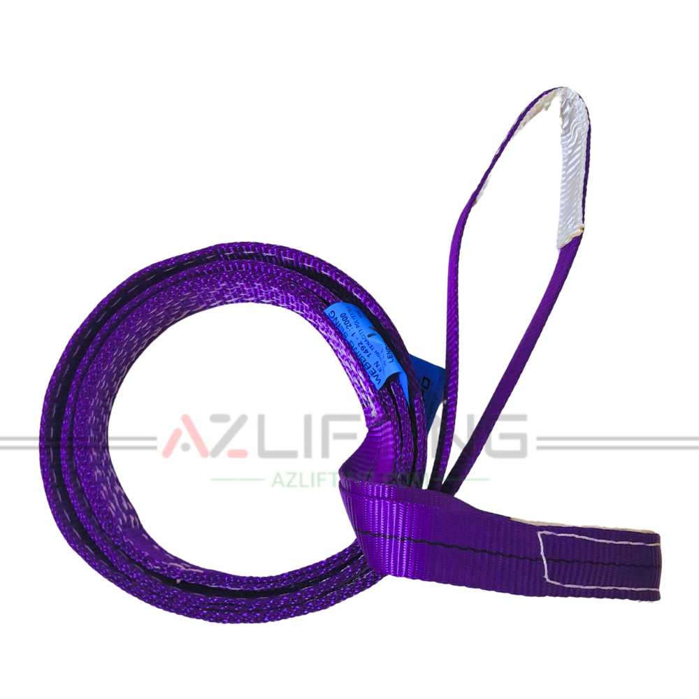 Cáp vải cẩu hàng bản dẹt 1 tấn 2 đầu mắt 5:1 (Webbing Sling) Cáp vải cẩu hàng bản dẹt 1 tấn 2 đầu mắt 5:1 (Webbing Sling)