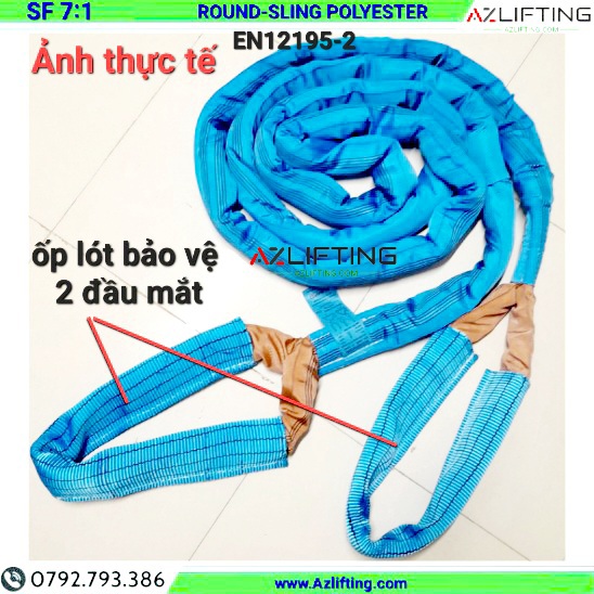 Cáp vải tròn 2 đầu mắt may thêm ốp lót bảo vệ theo yêu cầu Cáp vải tròn 2 đầu mắt may thêm ốp lót bảo vệ theo yêu cầu