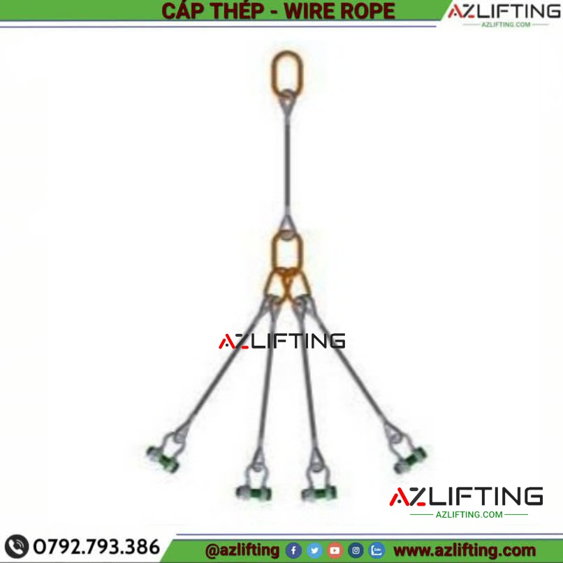 Sling Cáp Thép Hàn 5 Chân – Cấu Tạo Sling Cáp Thép Hàn 5 Chân – Cấu Tạo