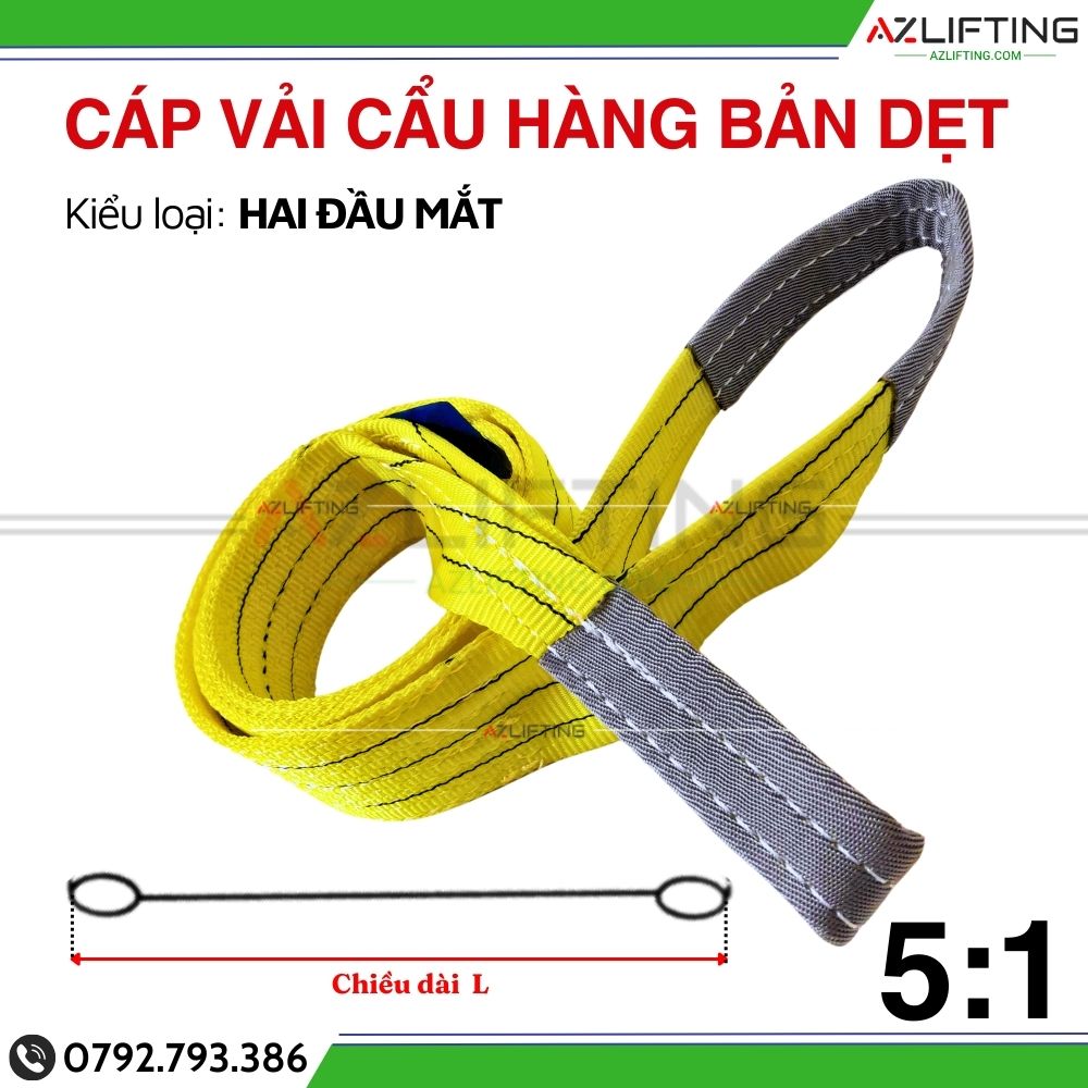 Ưu điểm nổi bật Cáp vải cẩu hàng bản dẹt 3 tấn 2 đầu mắt 5:1 Ưu điểm nổi bật Cáp vải cẩu hàng bản dẹt 3 tấn 2 đầu mắt 5:1