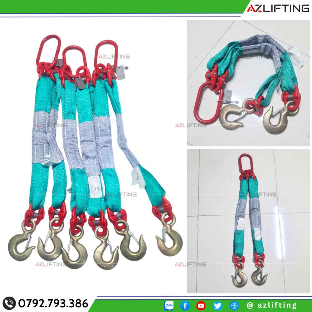 Sling Cáp Vải 2 Chân Cáp Vải Tròn Hàn Quốc Sling Cáp Vải 2 Chân Cáp Vải Tròn Hàn Quốc