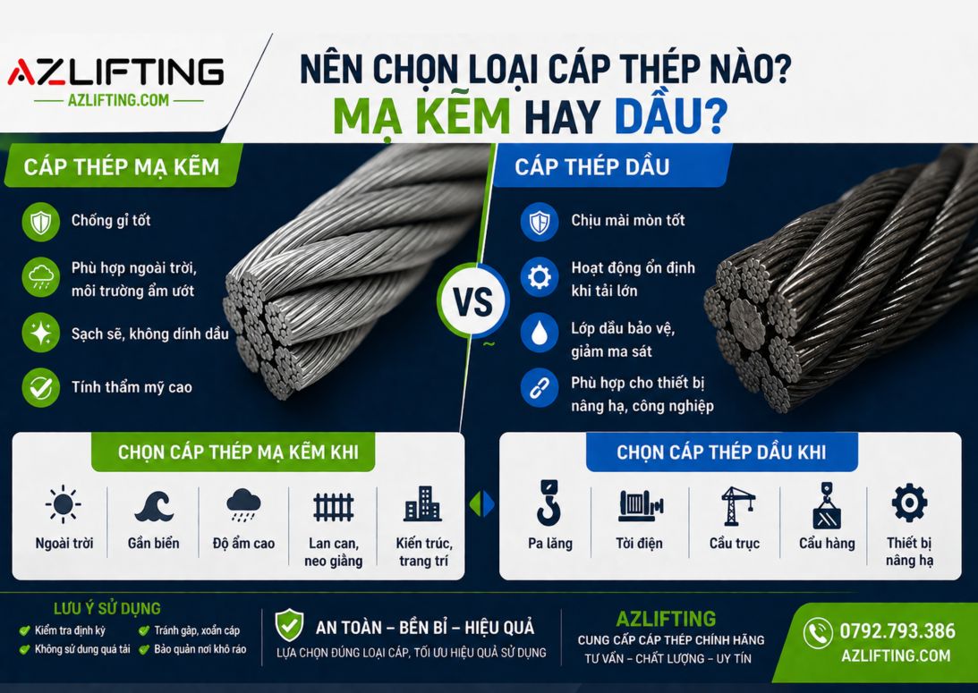 So Sánh Cáp Thép Mạ Kẽm Và Cáp Thép Dầu So Sánh Cáp Thép Mạ Kẽm Và Cáp Thép Dầu