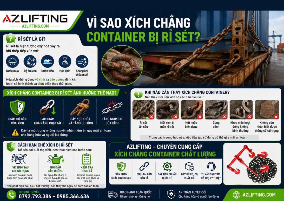Vì Sao Xích Chằng Container Bị Rỉ Sét? Vì Sao Xích Chằng Container Bị Rỉ Sét?