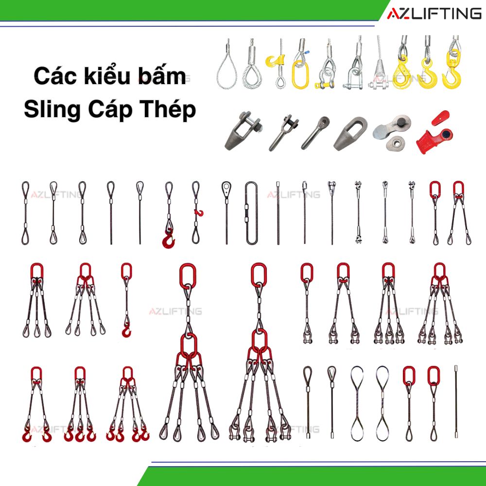 các kiểu sling cáp thép bấm chì Hàn Quốc các kiểu sling cáp thép bấm chì Hàn Quốc