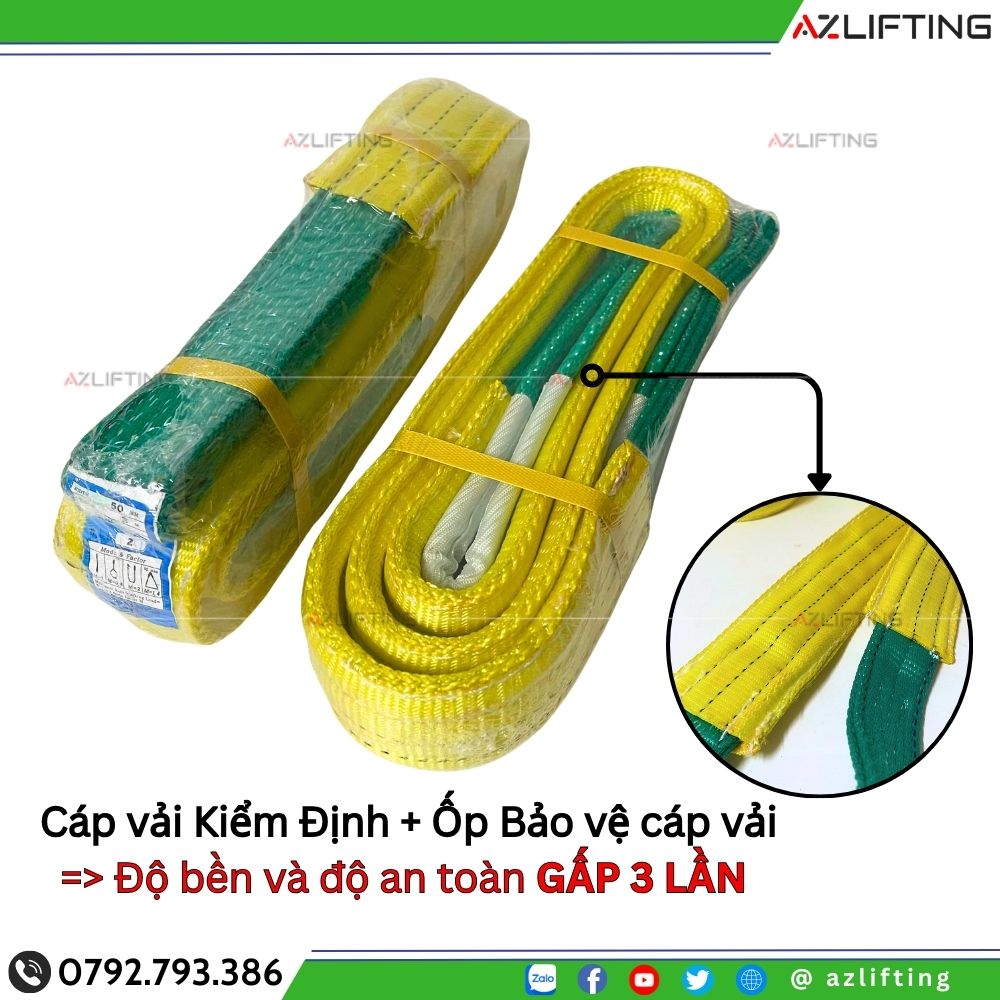 Dây cáp vải cẩu hàng Hàn Quốc được kiểm định chất lượng, may ốp lót bảo vệ Dây cáp vải cẩu hàng Hàn Quốc được kiểm định chất lượng, may ốp lót bảo vệ