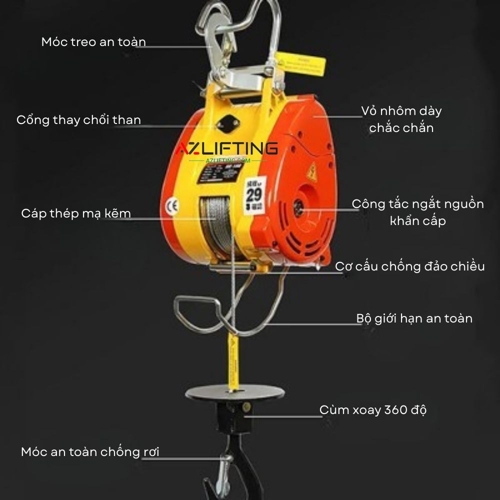 Cấu tạo cơ bản của tời treo mini Cấu tạo cơ bản của tời treo mini