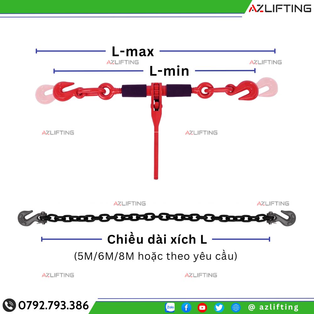 Thông Số Kỹ Thuật Bộ Xích Chằng Hàng + Cảo Xích Thông Số Kỹ Thuật Bộ Xích Chằng Hàng + Cảo Xích