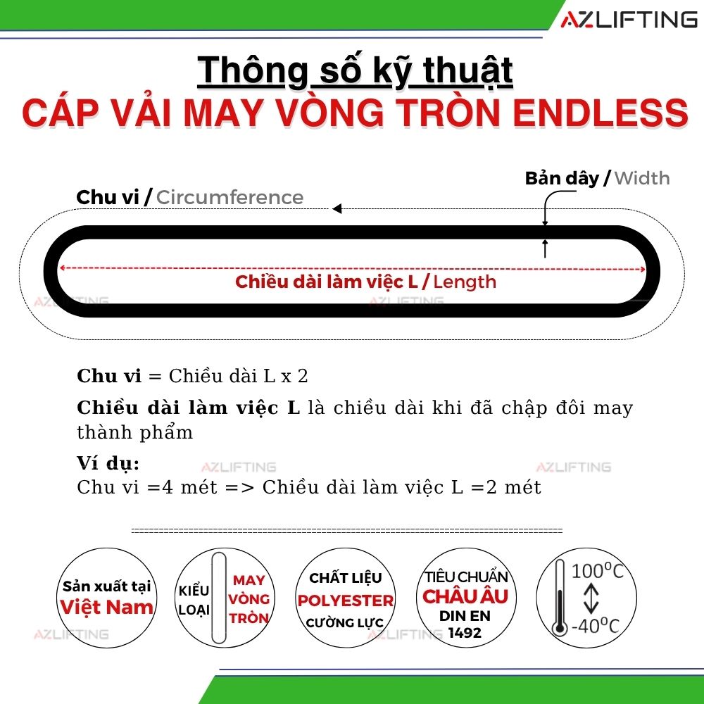 Cách Tính Chi Tiết Thông số Cáp Vải Cẩu Hàng Bản Dẹt May Vòng Tròn Cách Tính Chi Tiết Thông số Cáp Vải Cẩu Hàng Bản Dẹt May Vòng Tròn