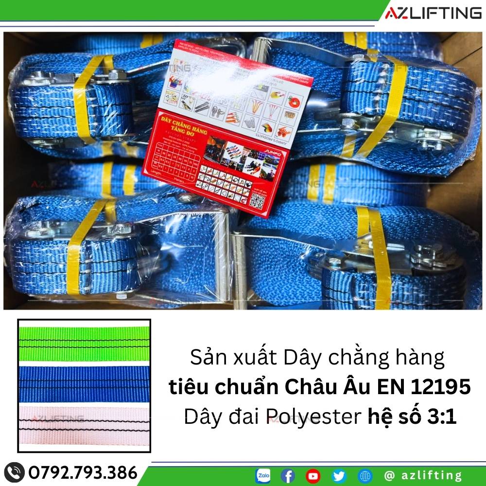 Dây chằng hàng tăng đơ - Dây đai webbing hệ số 3:1 Dây chằng hàng tăng đơ - Dây đai webbing hệ số 3:1