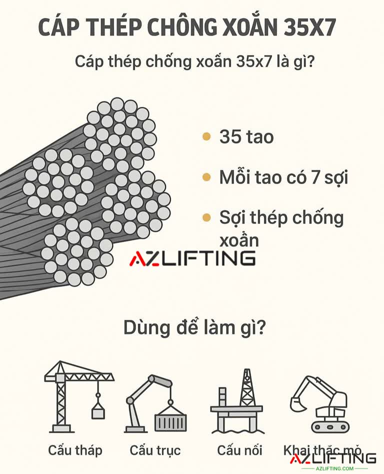 Cùng tìm hiểu cáp thép chống xoắn 35x7 là gì? dùng để làm gì? Cùng tìm hiểu cáp thép chống xoắn 35x7 là gì? dùng để làm gì?