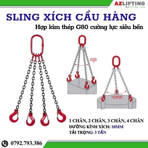 Sling Xích Cẩu Hàng 4 Chân G80/G100 Sling Xích Cẩu Hàng 4 Chân G80/G100