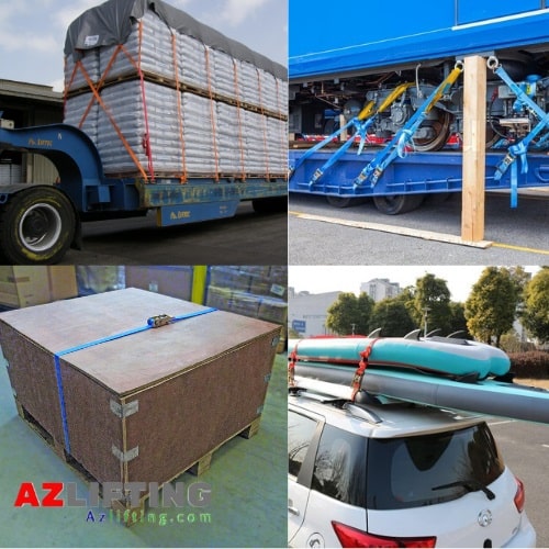 Ứng dụng Dây chằng hàng bản 50mm (5cm) 3 tấn móc J và móc an toàn Ứng dụng Dây chằng hàng bản 50mm (5cm) 3 tấn móc J và móc an toàn