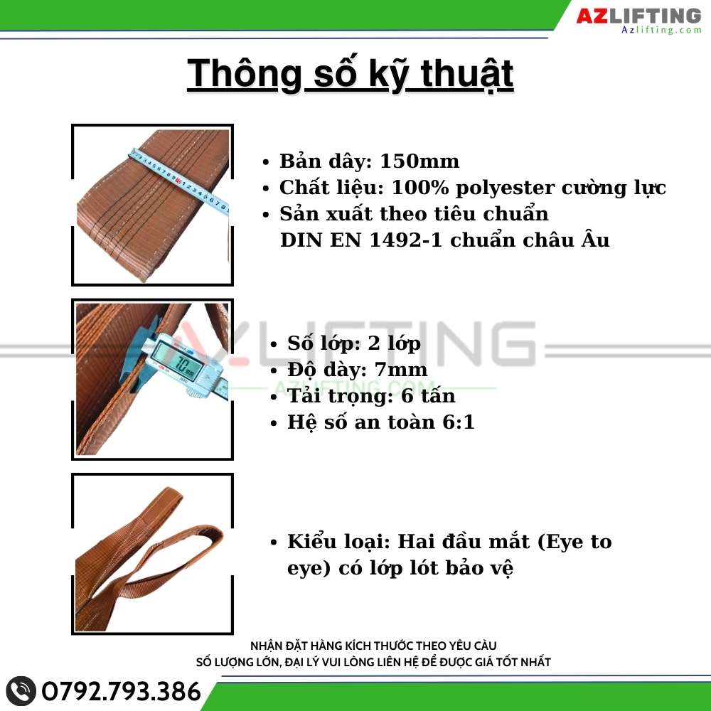 thông số kỹ thuật Cáp vải cẩu hàng 6 tấn 2 đầu mắt 6:1 thông số kỹ thuật Cáp vải cẩu hàng 6 tấn 2 đầu mắt 6:1