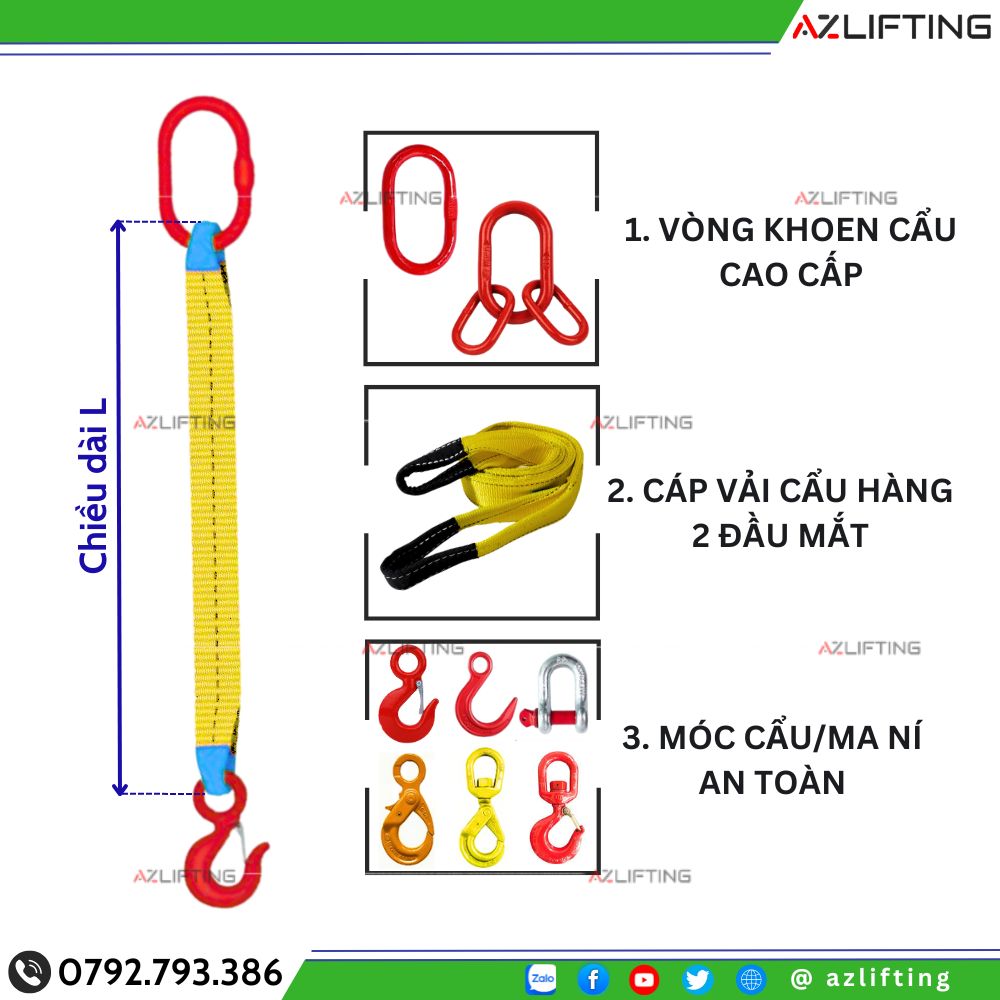 Azlifting sản xuất sling cáp vải cẩu hàng theo yêu cầu Azlifting sản xuất sling cáp vải cẩu hàng theo yêu cầu