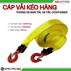 Cáp vải kéo cứu hộ ô tô 8 tấn - kéo hàng, pallet có 2 móc 2 đầu 