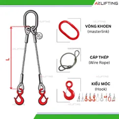 Sling Cáp Thép 2 Chân - Wire Rope Sling 2-Leg