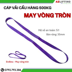 Cáp vải cẩu hàng bản dẹt 500kg may vòng tròn