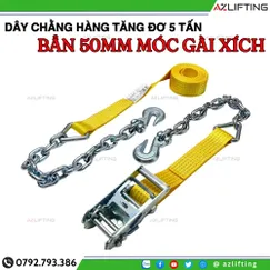 Dây Chằng Hàng Tăng Đơ Bản 50mm 5 Tấn Móc Gài Xích