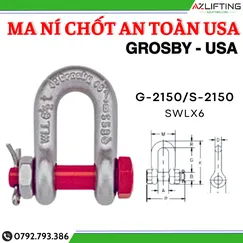  Ma ní chữ U chốt an toàn GROSBY USA - Ma ní GROSBY Mỹ 